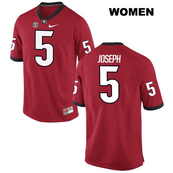 Georgia Bulldogs Women's Nadab Joseph #5 NCAA Authentic Red Nike Stitched College Football Jersey TGF5756HR